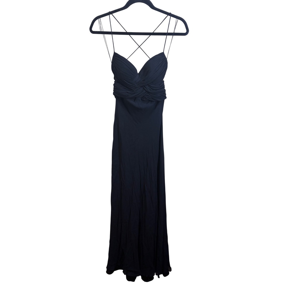 Cache Vintage Black 100% Silk Maxi Gown Mesh Panels Sweetheart Dress Size 4